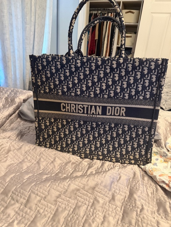 Dior Handbags - Dior Navy and Beige Christian Dior Book Tote